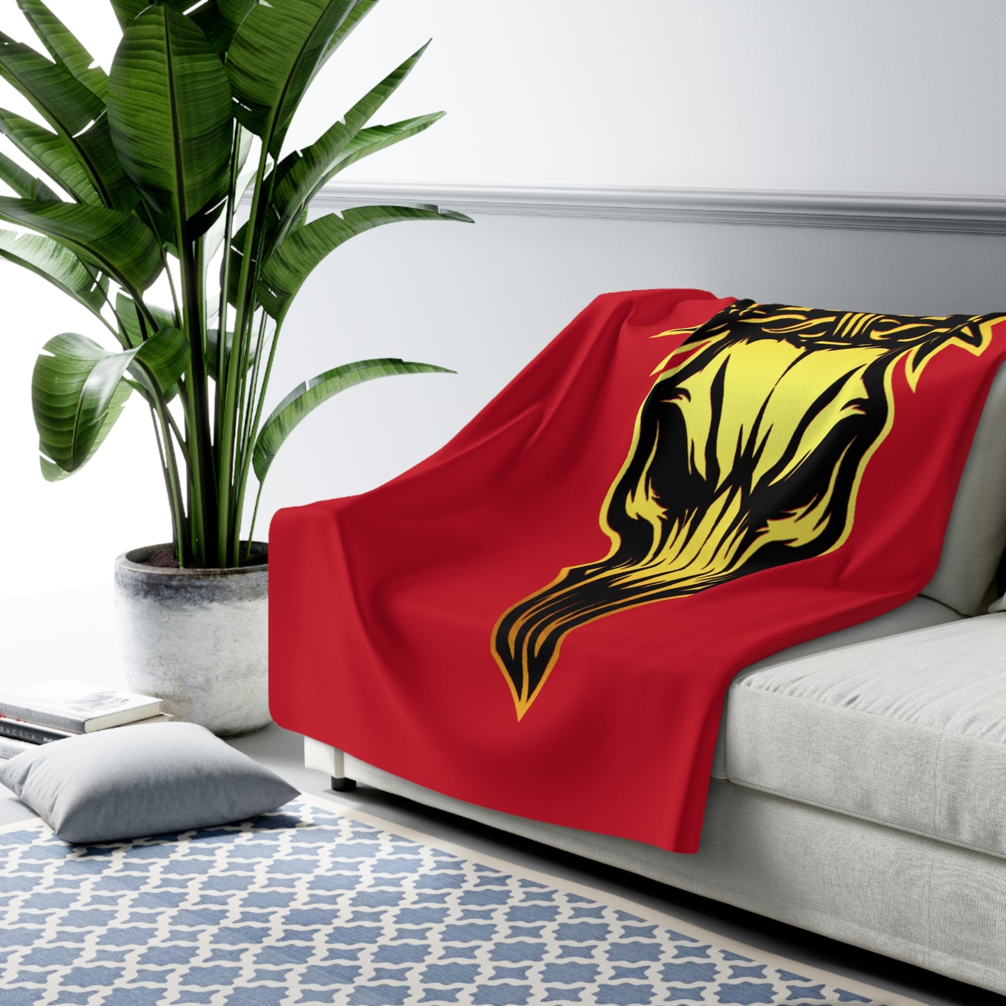 Butchers Sherpa Fleece Blanket - Dark Red