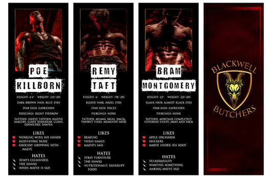 Butchers Bookmarks Set of 3: Poe, Remy, and Bram